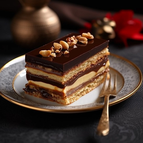 Opera Cake (Pastel Ópera) es un postre francés exquisitamente rico
